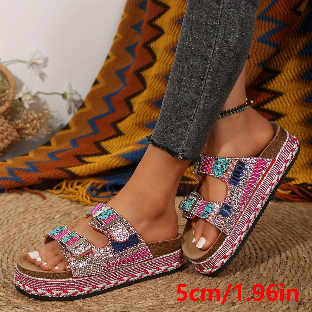 Women's Slip-On Platform Sandals, Comfortable and Stylish Outdoor Shoes