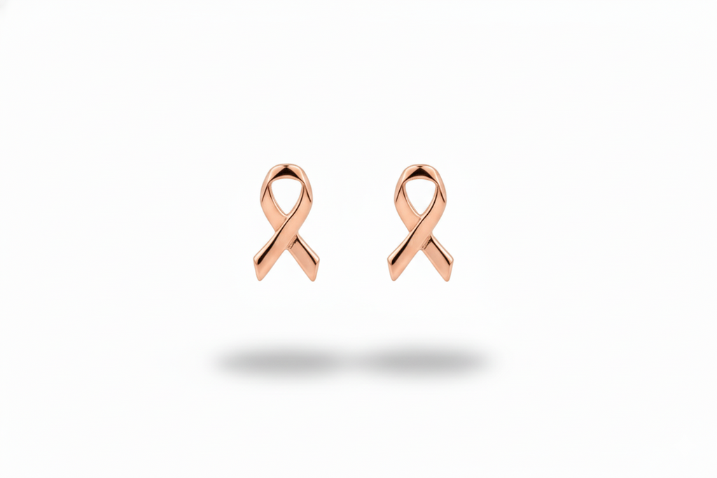 Celebrate Cancer Survivors Ribbon Stud Earrings in 925 Sterling Silver