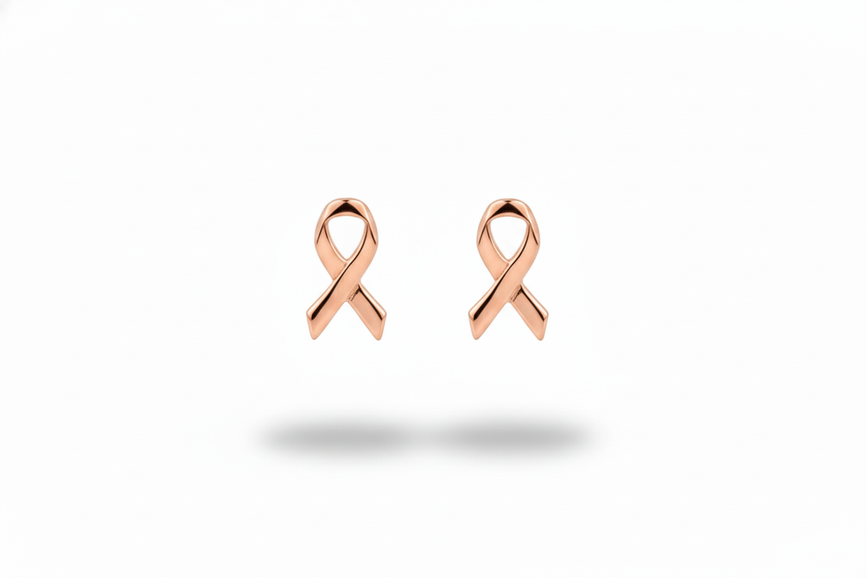 Celebrate Cancer Survivors Ribbon Stud Earrings in 925 Sterling Silver