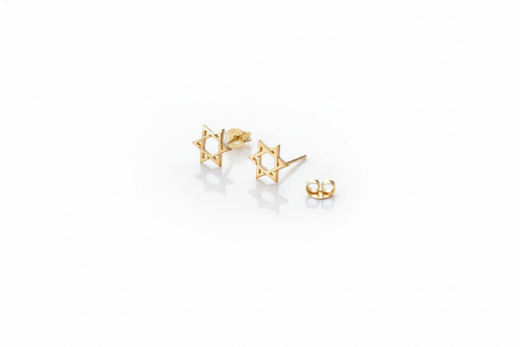 Star of David Earrings in 925 Sterling Silver and Gold