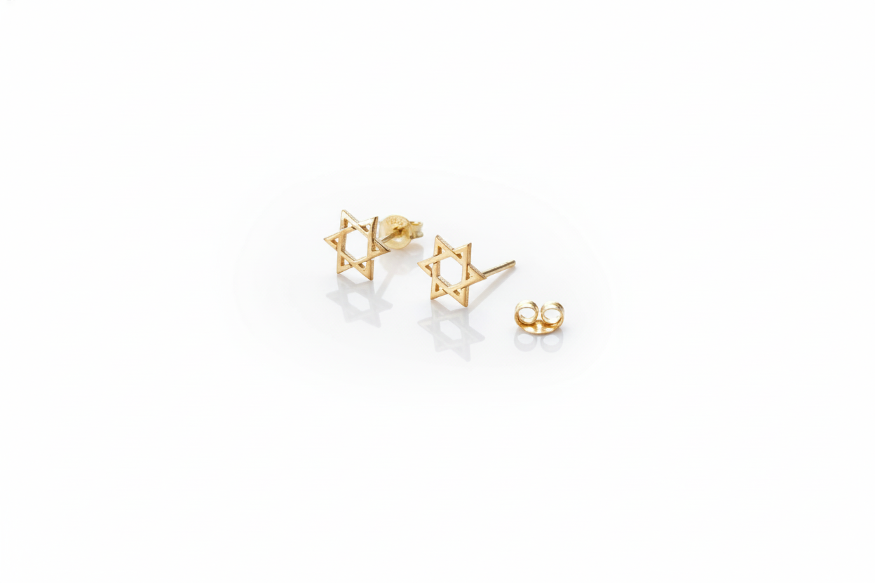 Star of David Earrings in 925 Sterling Silver and Gold