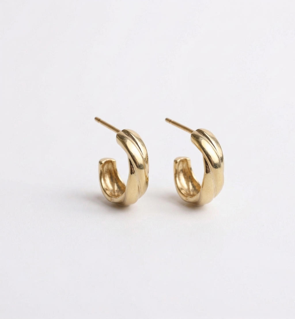 Twisted Silver Hoop Earrings - Dainty Handmade Jewelry