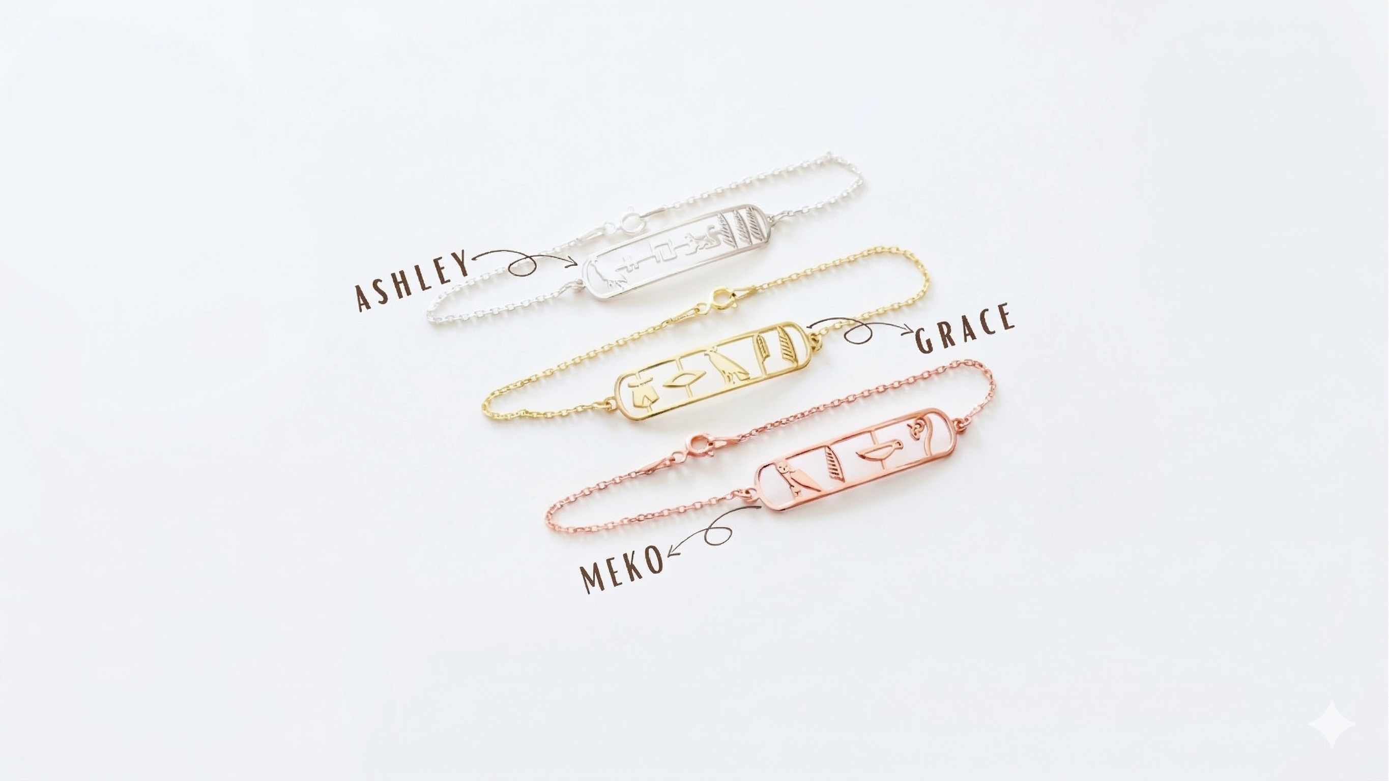 SilverGoldandRose Egyptian Goddess Hieroglyph Bracelet