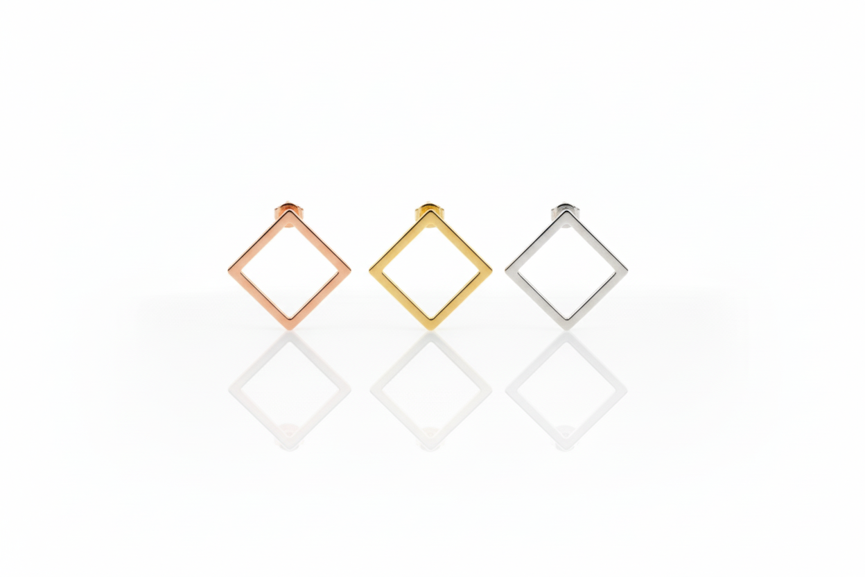 Square Ear Jacket Earrings in 925 Sterling Silver
