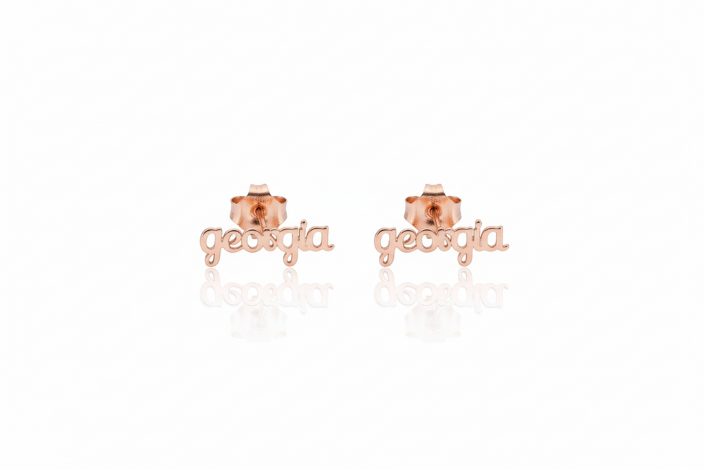 Custom Name Stud Earrings in 925 Sterling Silver