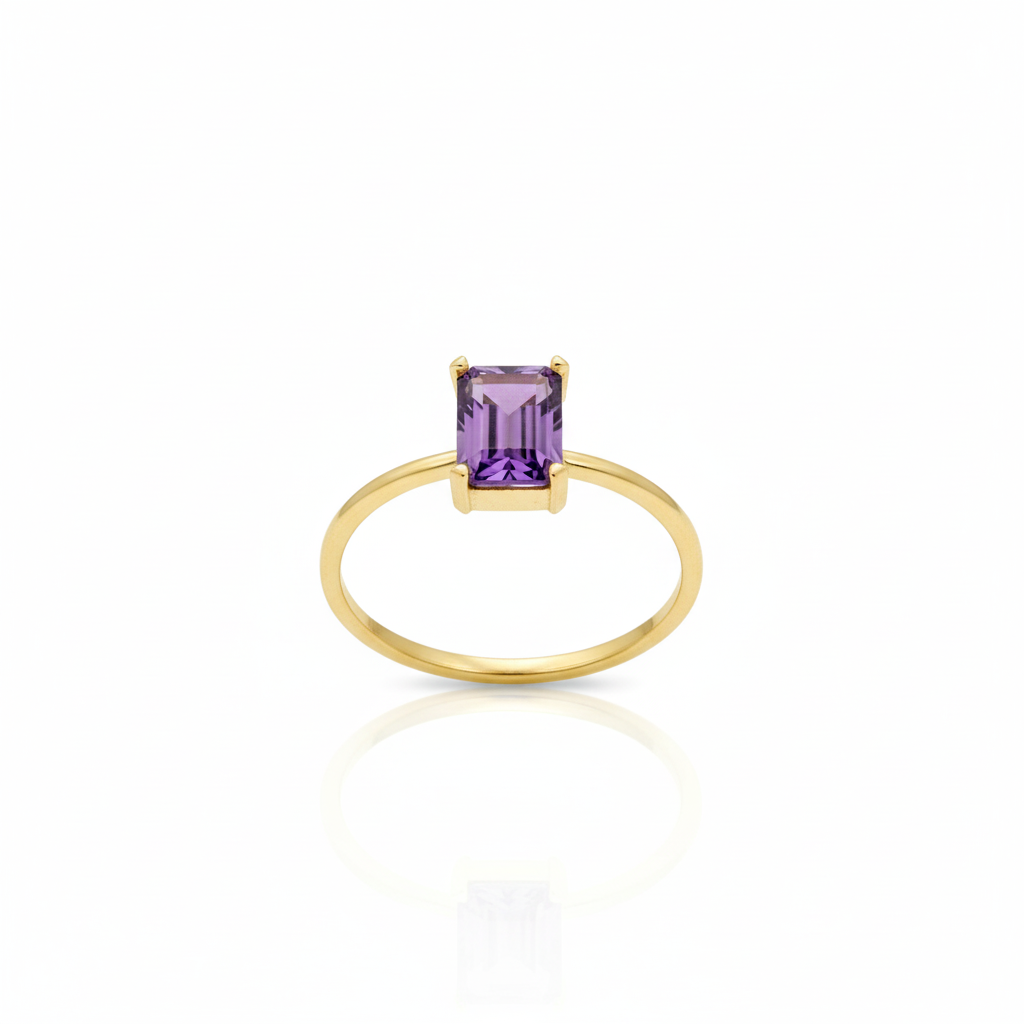 Personalized Baguette Gemstone Ring in Sterling Silver, Gold, and Rose
