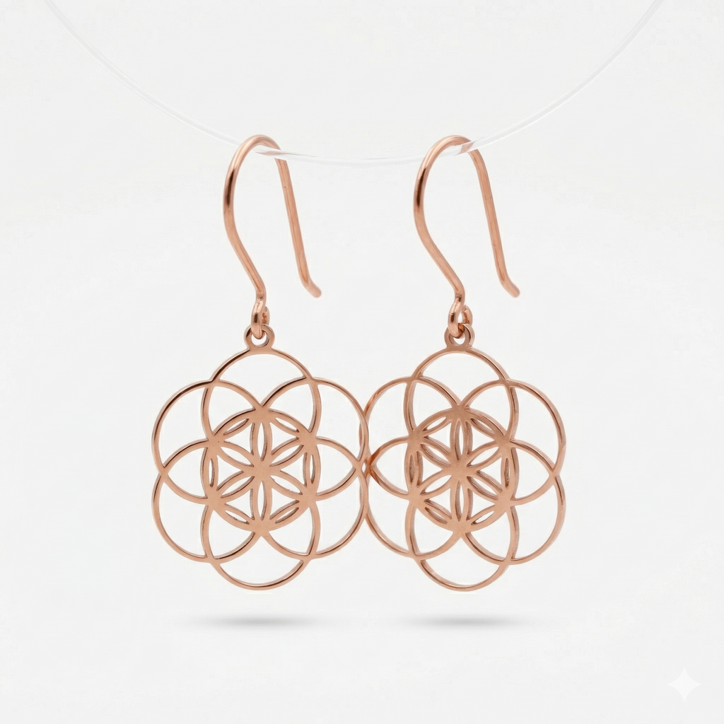 Dangle Sacred Geometry Earrings in 925 Sterling Silver