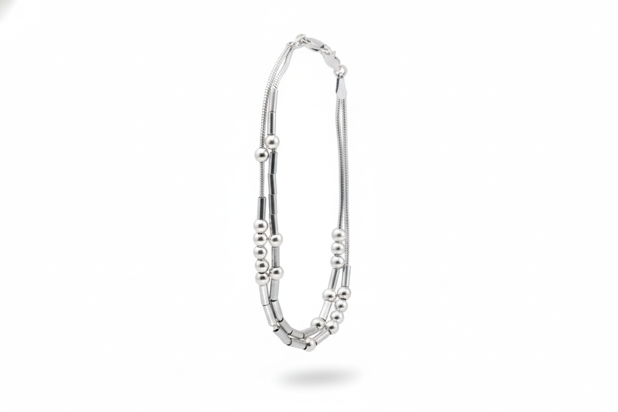 Personalized Morse Code Bracelet - Two Strands of Hidden Messages in 925 Sterling Silver