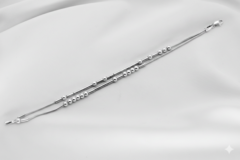 Personalized Morse Code Bracelet - Two Strands of Hidden Messages in 925 Sterling Silver