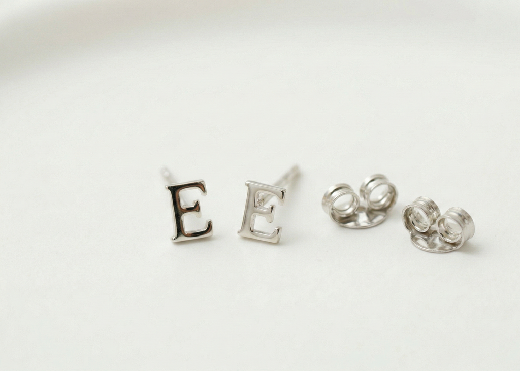 Personalized Silver and Gold Initial Stud Earrings
