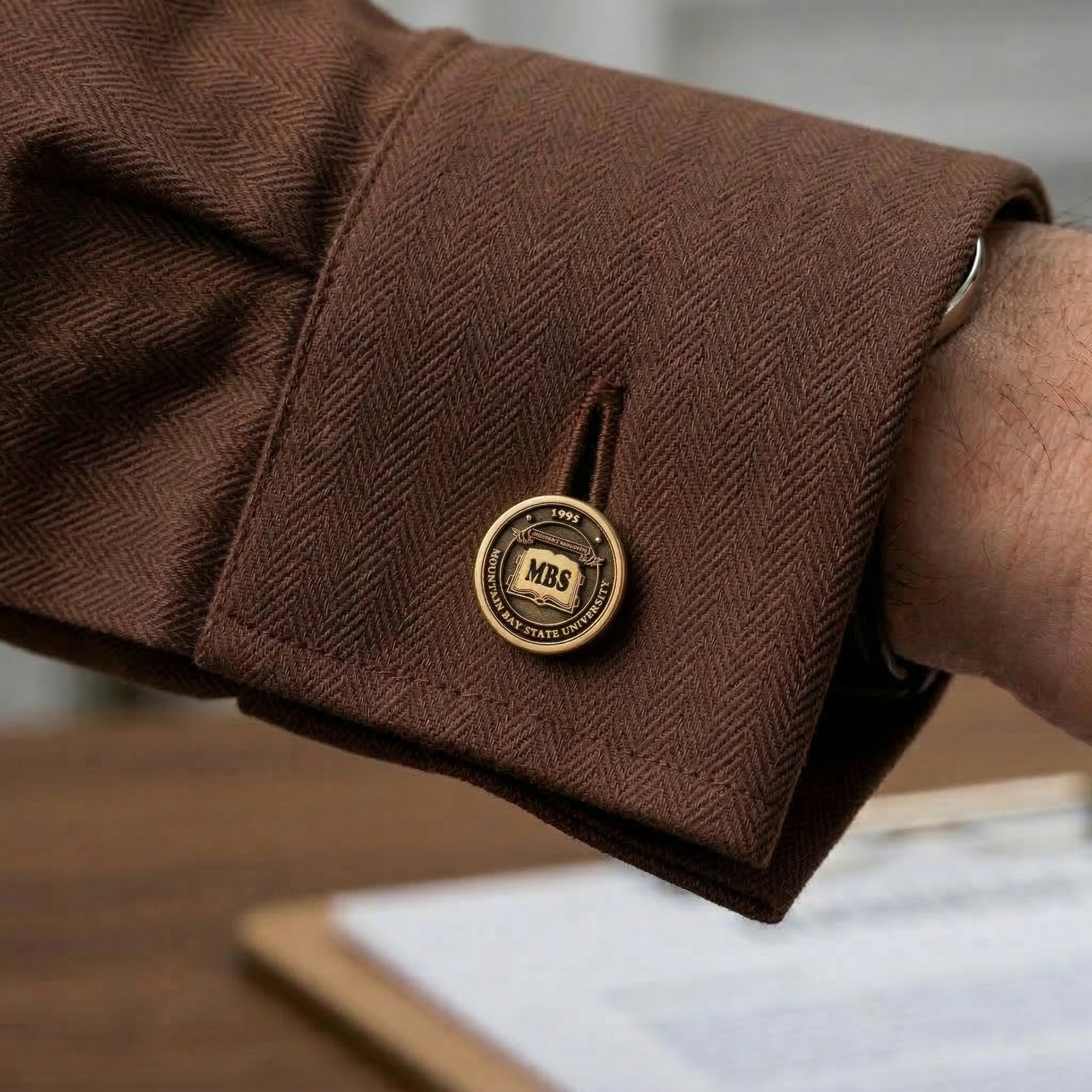 Personalized College Cufflinks in 925 Sterling Silver