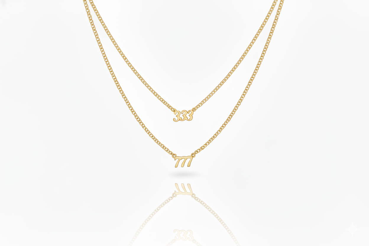 Intertwined Angel Number Necklace - Inspiring Design with Curb Chain