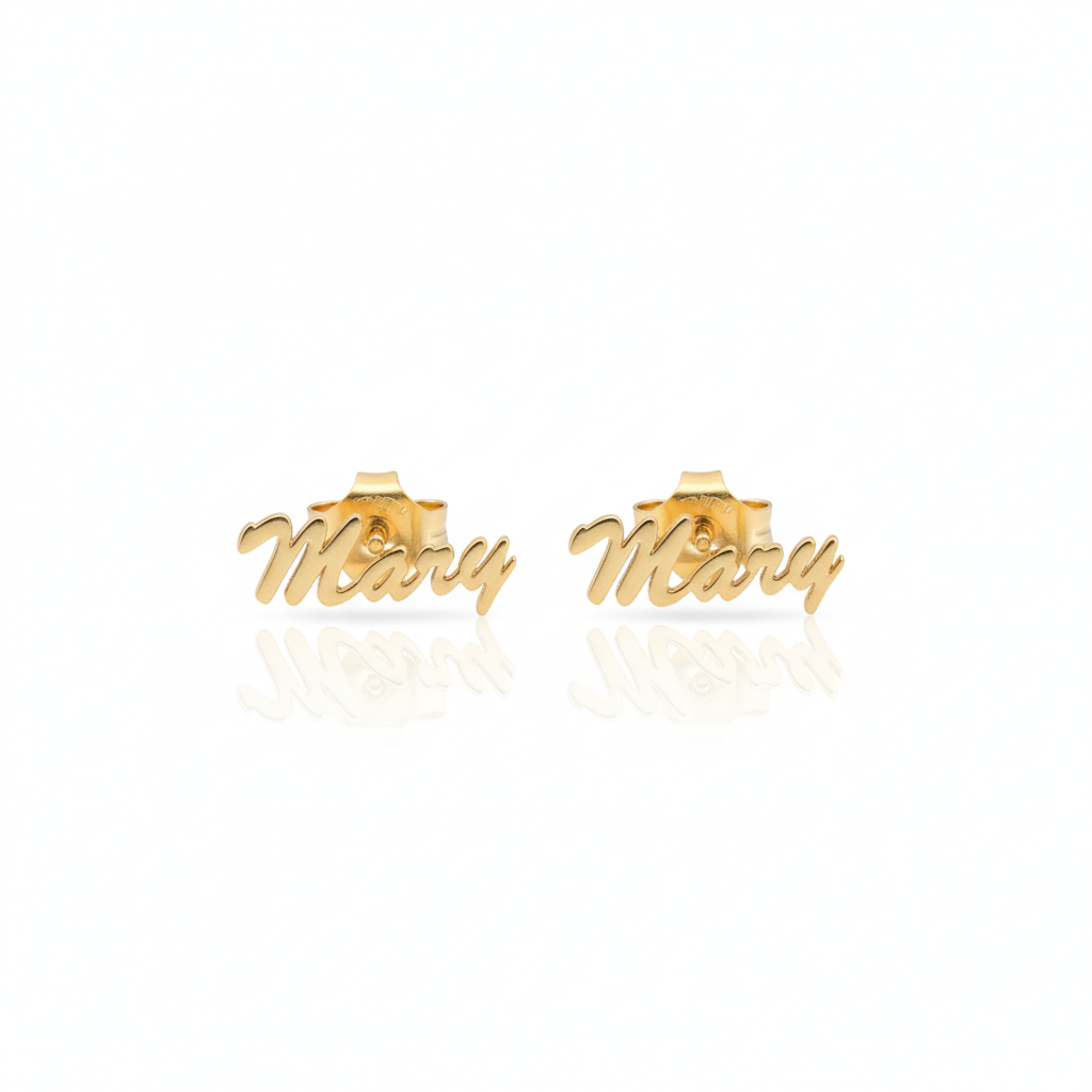 Personalized Silver Name Stud Earrings