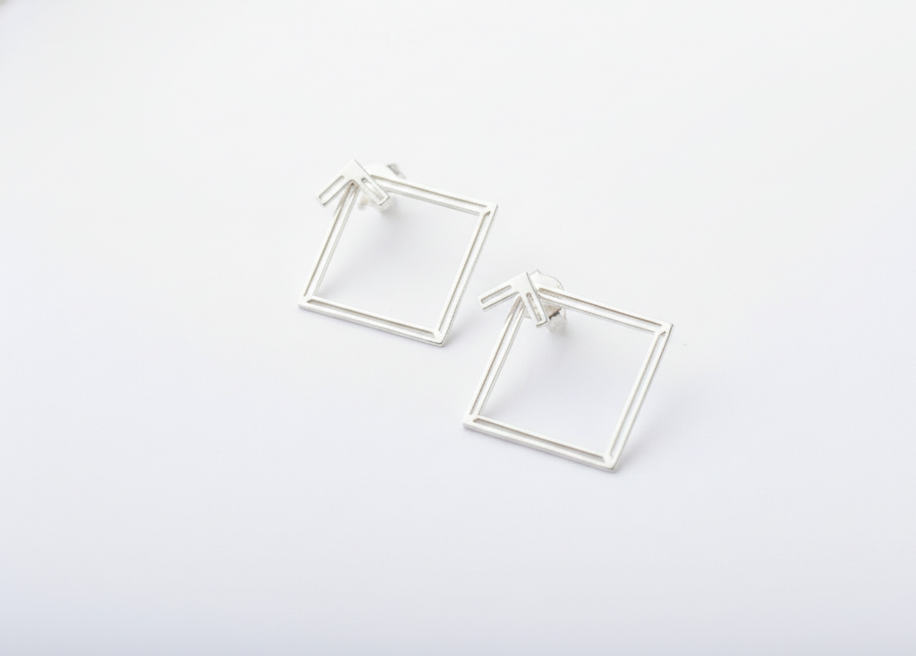 Square Ear Jacket Earrings