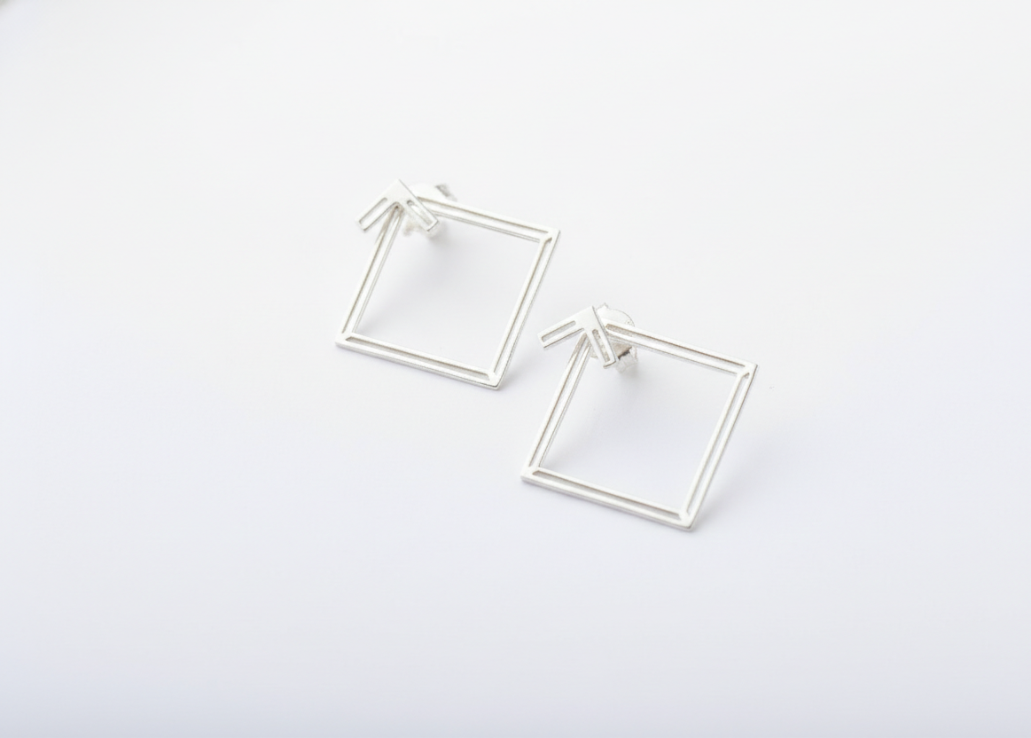 Square Ear Jacket Earrings
