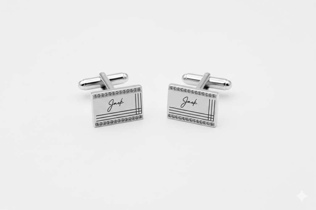 Your Actual Handwriting Engraved Cufflinks in 925 Sterling Silver