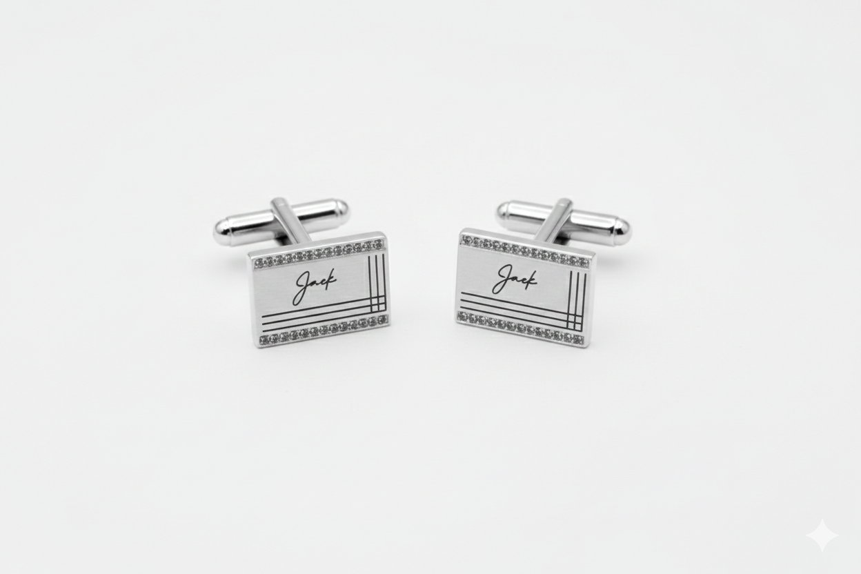 Your Actual Handwriting Engraved Cufflinks in 925 Sterling Silver