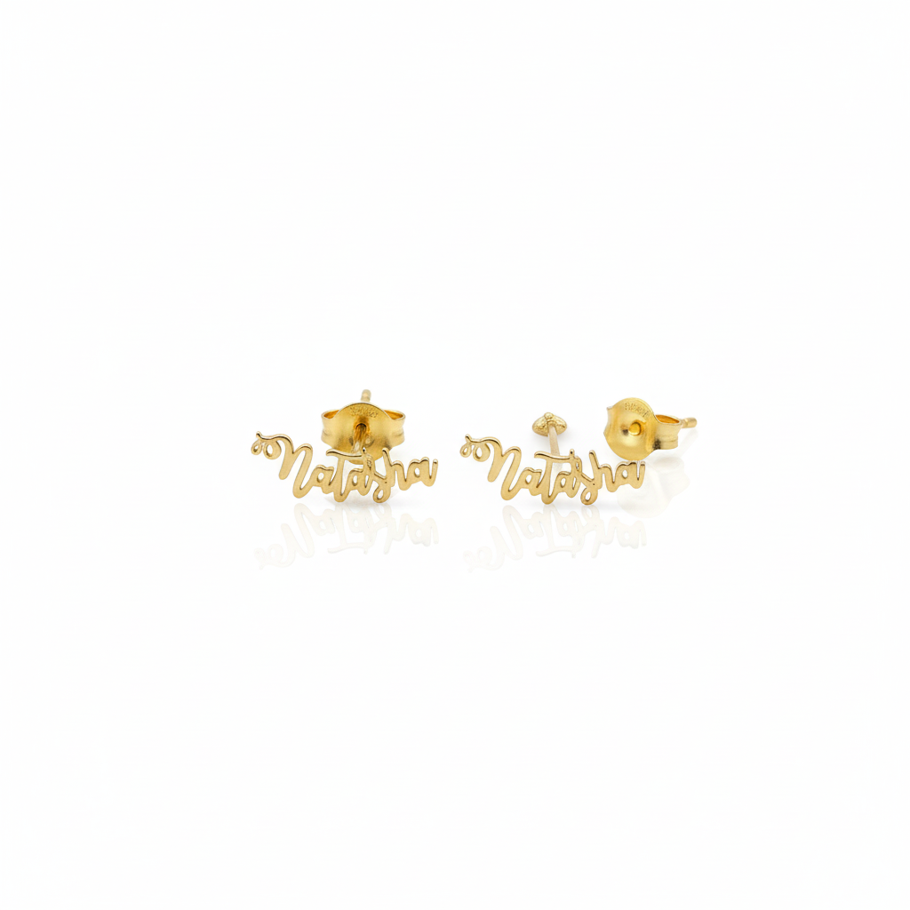 Personalized Silver and Gold Name Stud Earrings