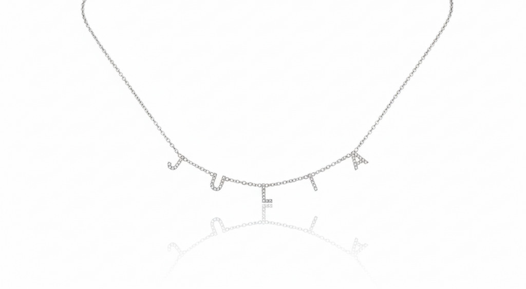 Pave Initial CZ Diamond Letter Necklace in Sterling Silver