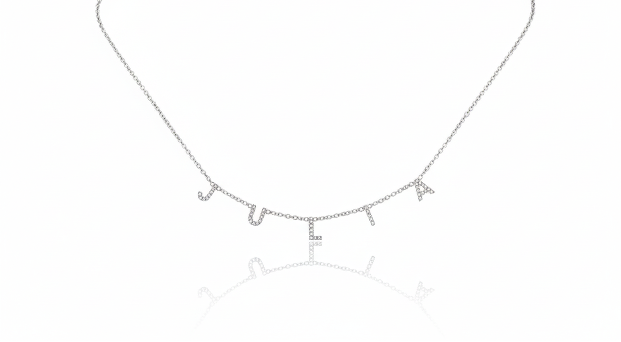 Pave Initial CZ Diamond Letter Necklace in Sterling Silver