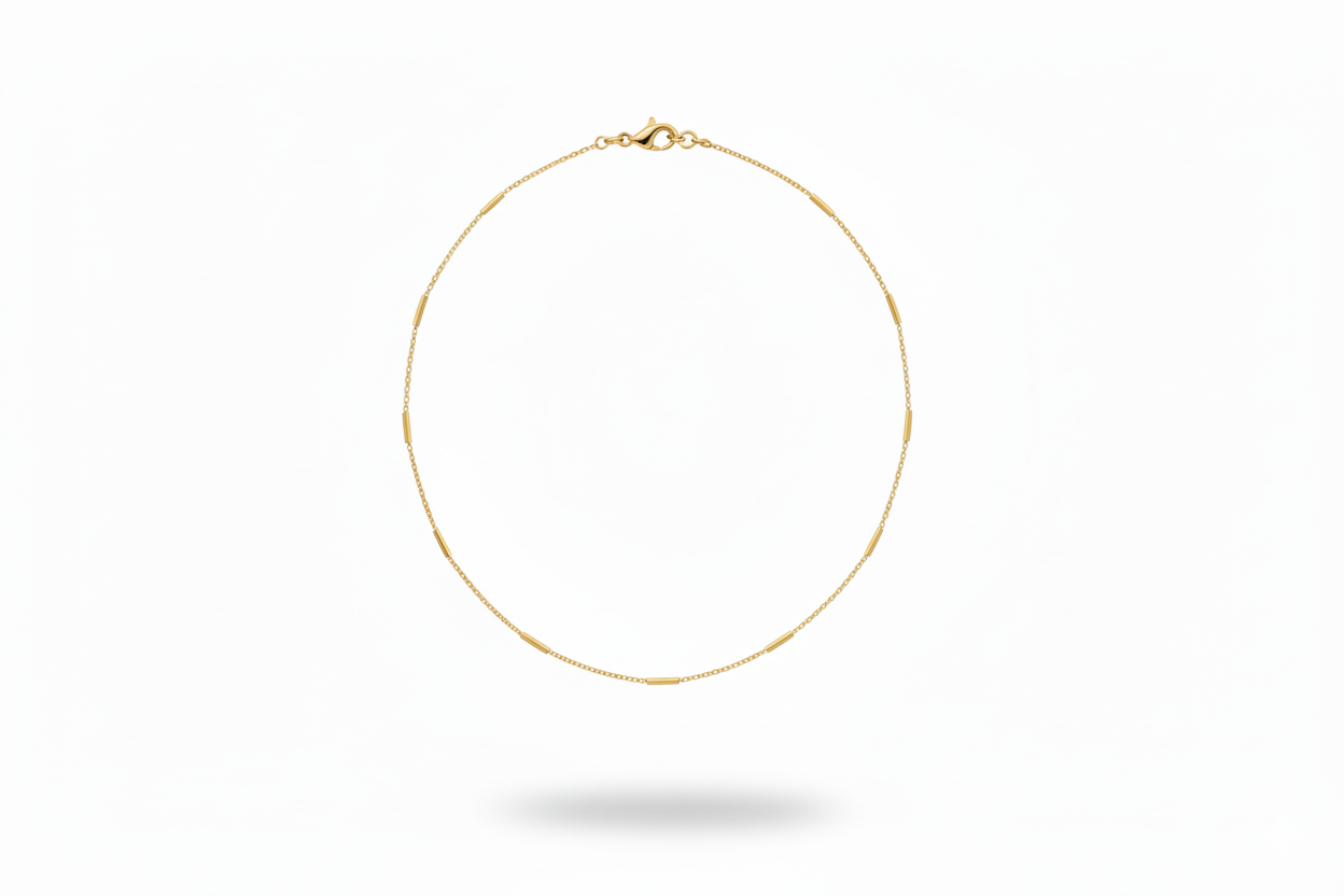 Shimmering Sterling Silver Satellite Choker Necklace - Dainty Bar Chain Elegance