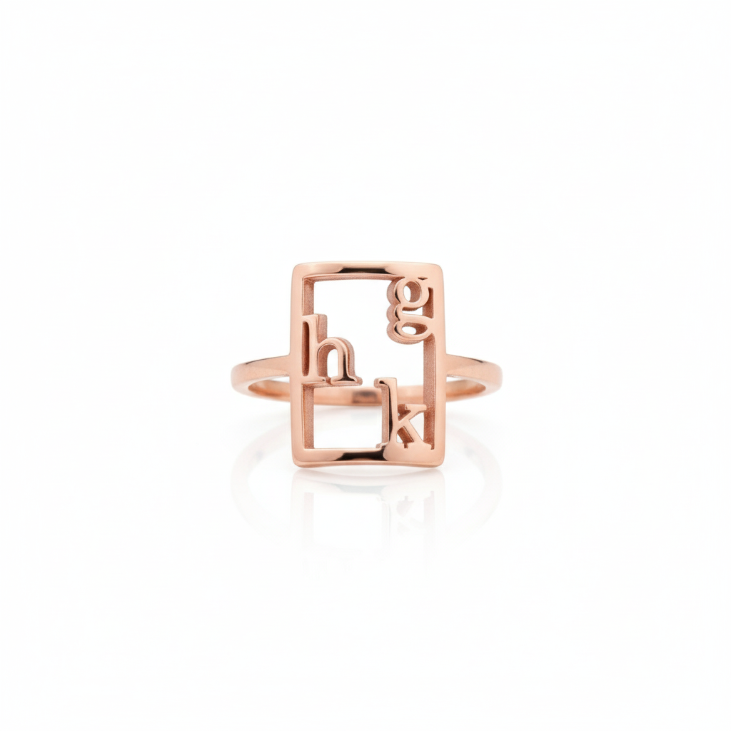Personalized Unique Design Silver Initial Ring