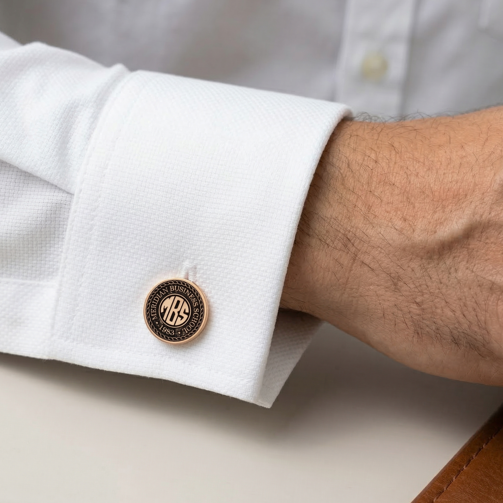 Personalized College Cufflinks in 925 Sterling Silver