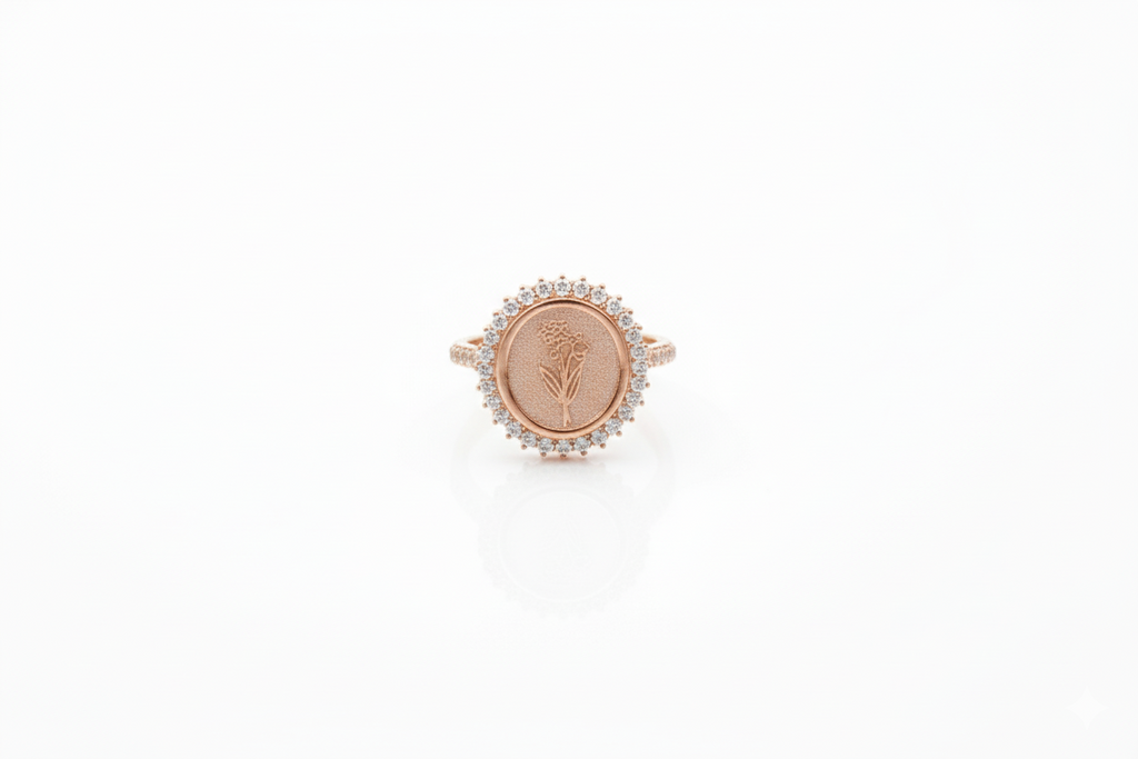 Blooming Love Birth Flower Ring with Multi-CZ Diamond