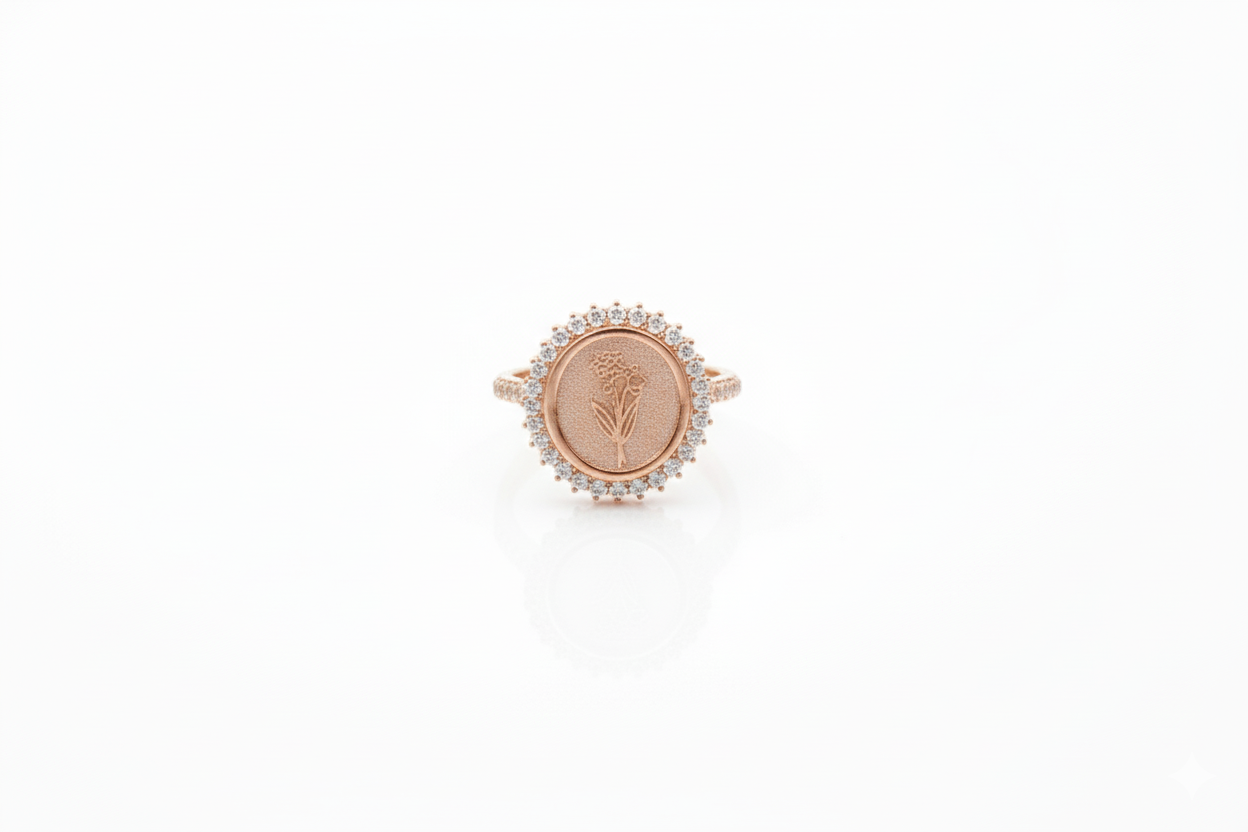 Blooming Love Birth Flower Ring with Multi-CZ Diamond