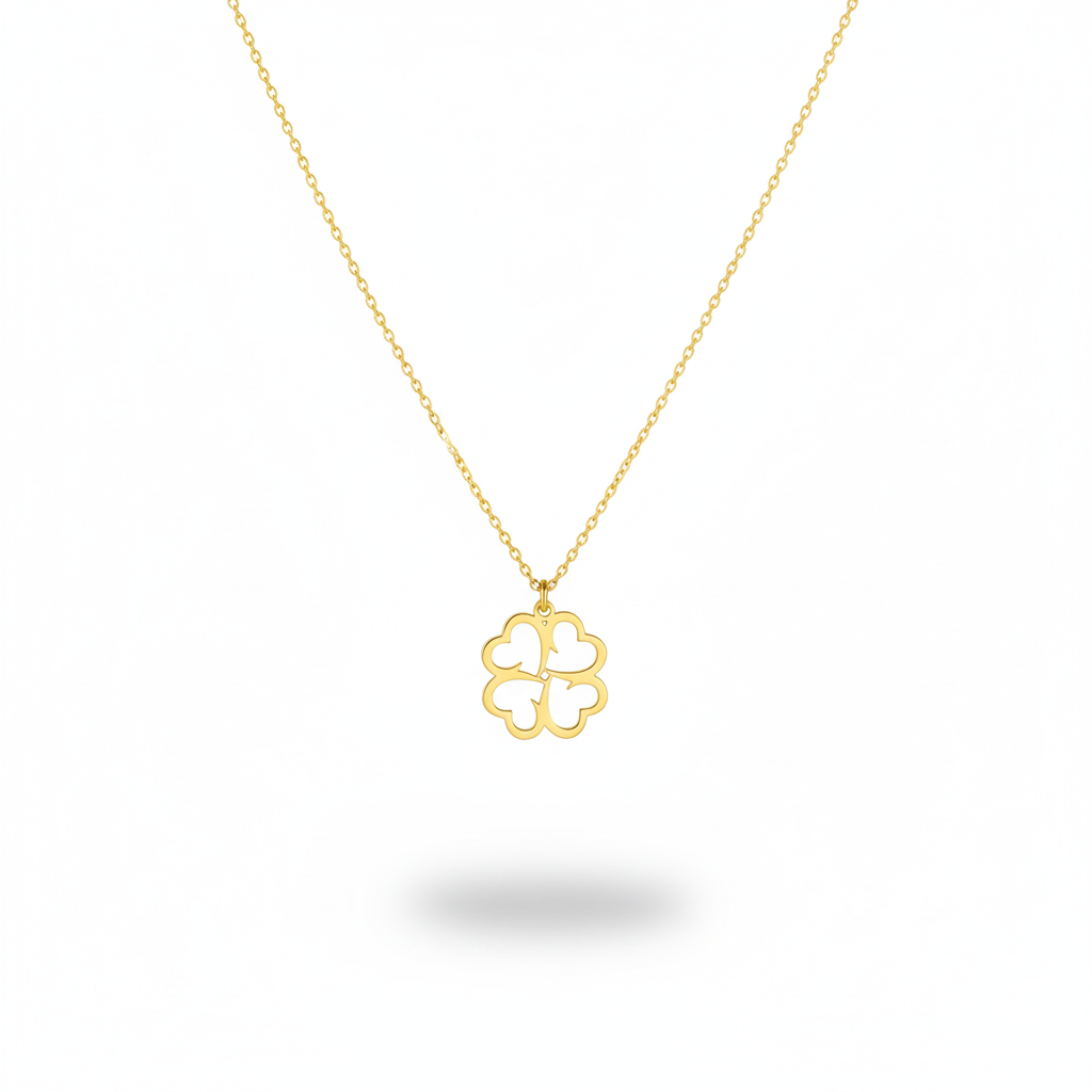 Lucky Four Leaf Clover Necklace in 925 Sterling Silver