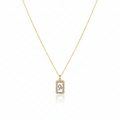 Elegant Personalized Initial Zodiac Engraving Necklace on Tag Pendant in Sterling Silver