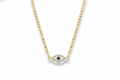 Evil Eye Charm Necklace with Curb Chain in 925 Sterling Silver