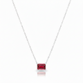 Baguette Birthstone Necklace Sterling Silver, Gold, and Rose Gold