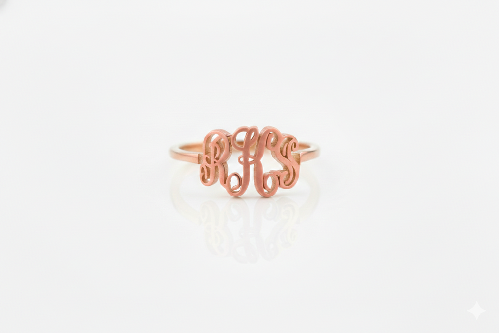 Customizable Monogram Letter Ring  in 925 Sterling Silver