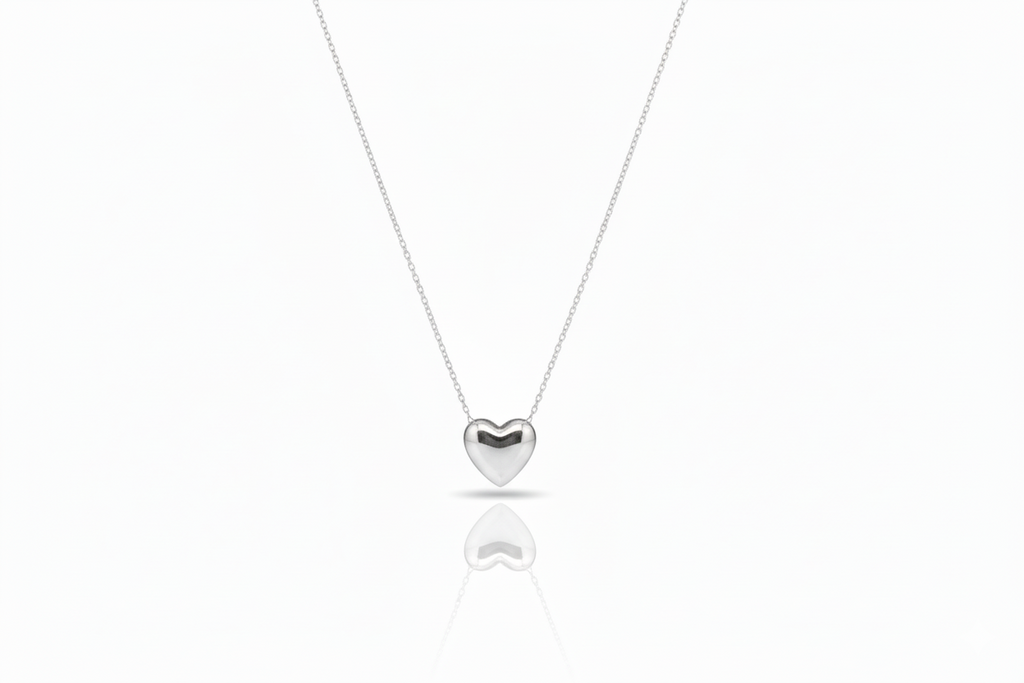 Bubble Heart Charm 3D Moveable Necklace in 925 Sterling Silver