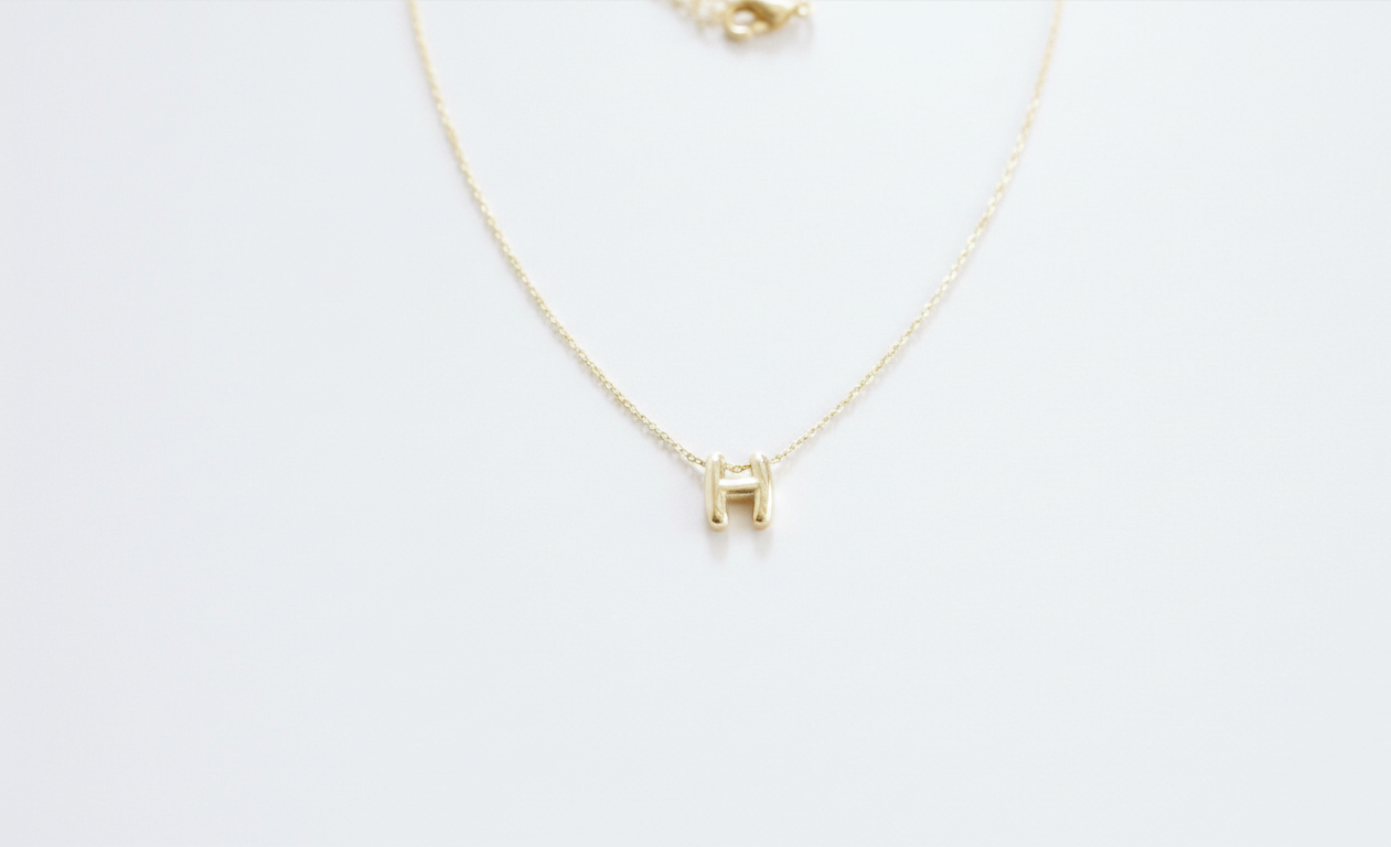 Custom Puff Letter Necklace - Unique 3D Balloon Pendant in 925 Sterling Silver
