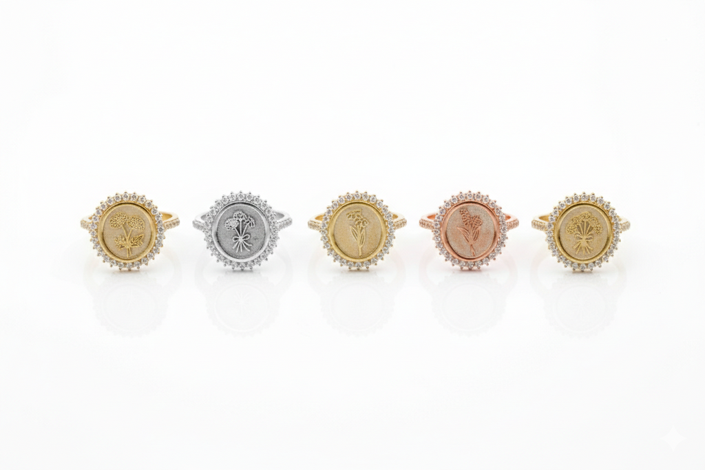 Blooming Love Birth Flower Ring with Multi-CZ Diamond