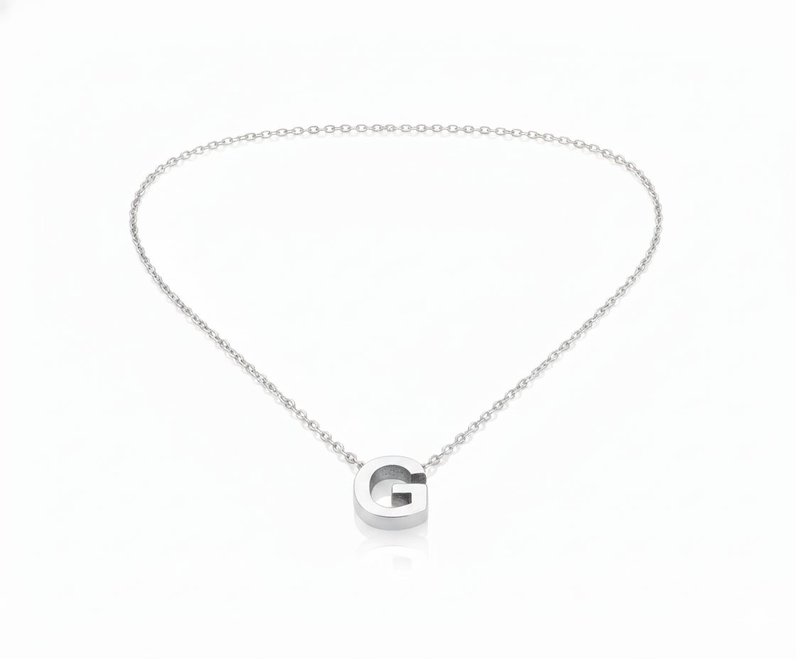 Personalized 14K Gold 3D Moveable Initial Necklace