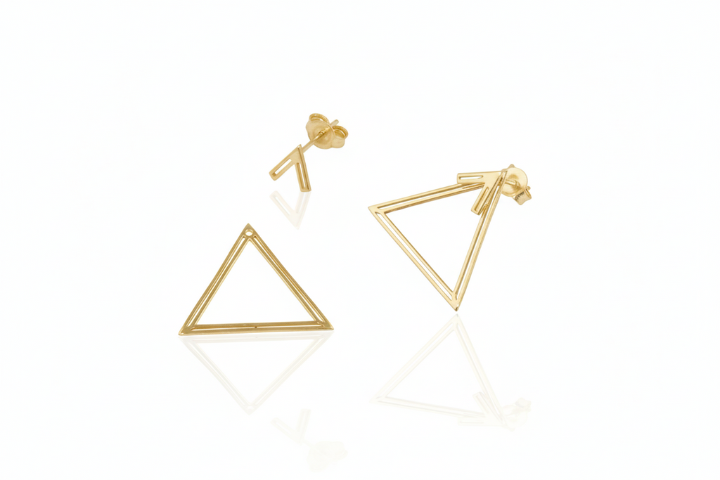 Triangle Ear Jacket Earrings with Dazzling Geometric Design