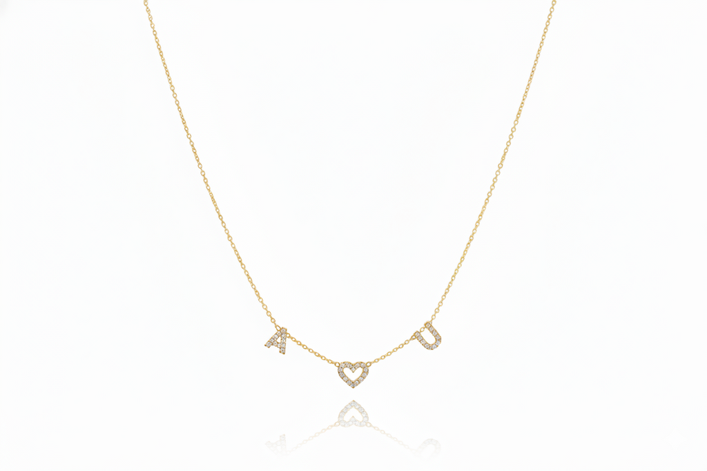 Pave Initial CZ Diamond Letter Necklace in Sterling Silver