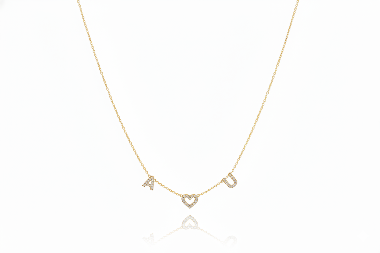 Pave Initial CZ Diamond Letter Necklace in Sterling Silver