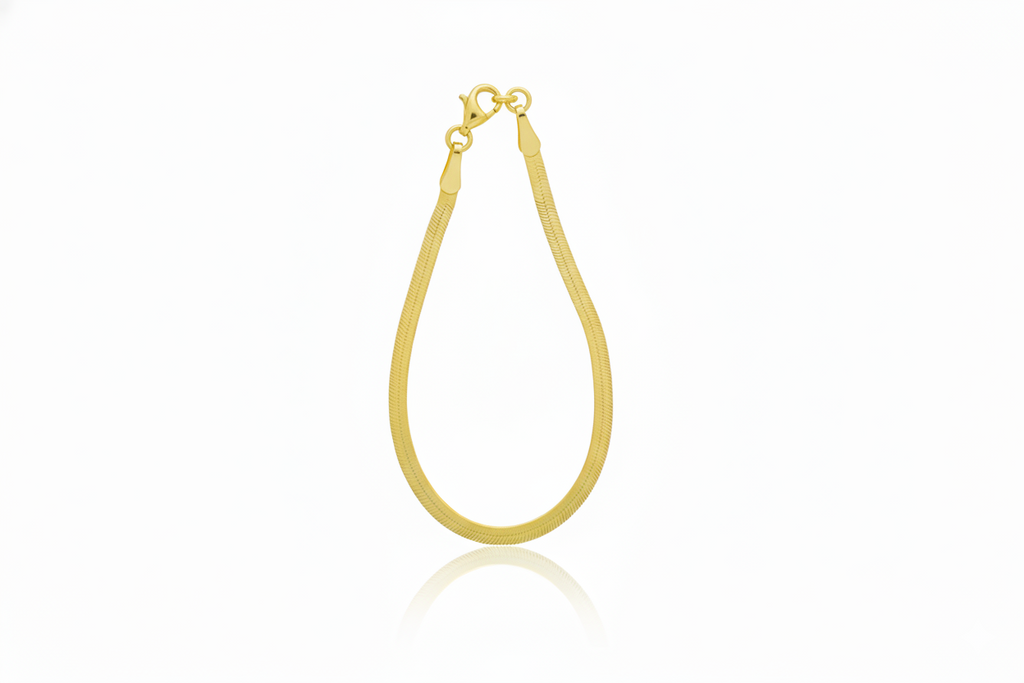 14K Gold Herringbone Bracelet - Exquisite Handmade Italian Design in Sterling Silver