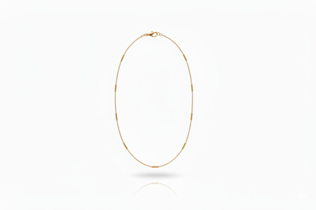 Shimmering Sterling Silver Satellite Choker Necklace - Dainty Bar Chain Elegance