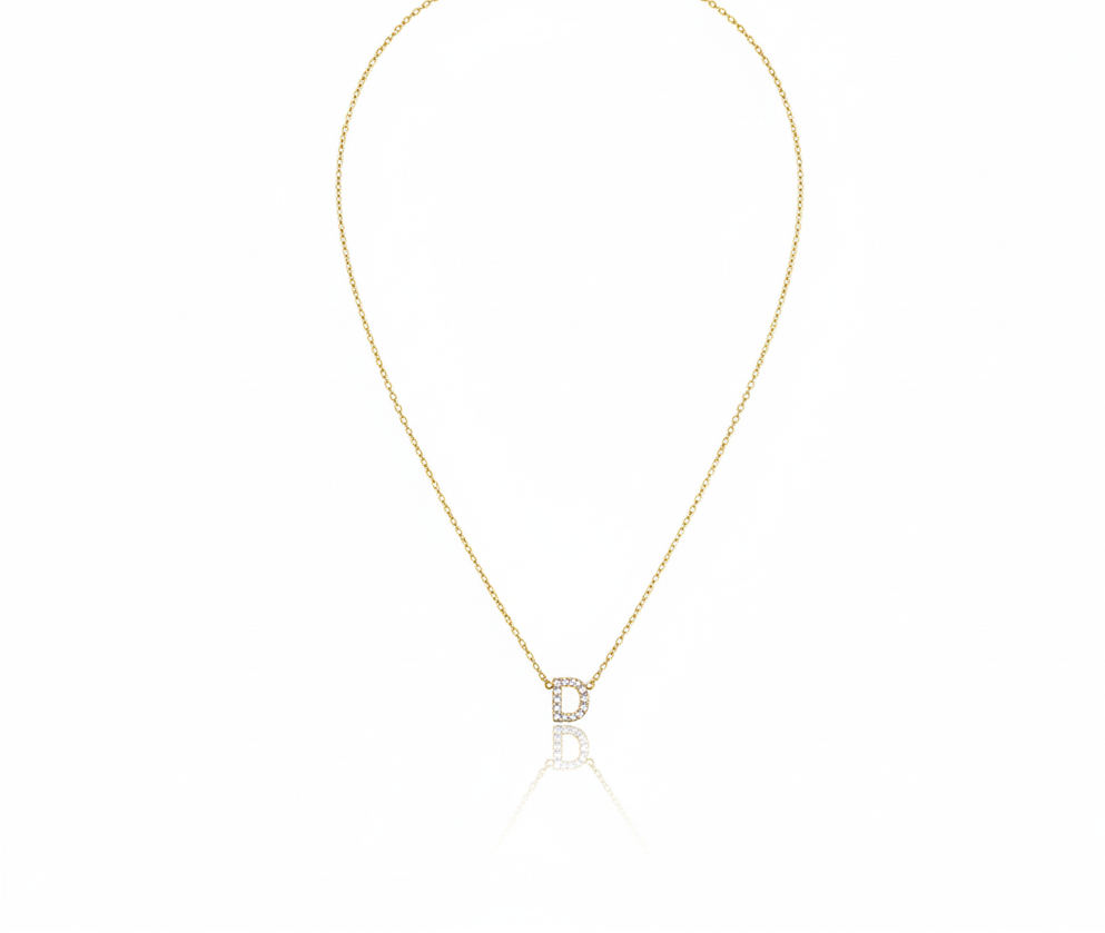 Personalized CZ Diamond Dainty Initial Necklace