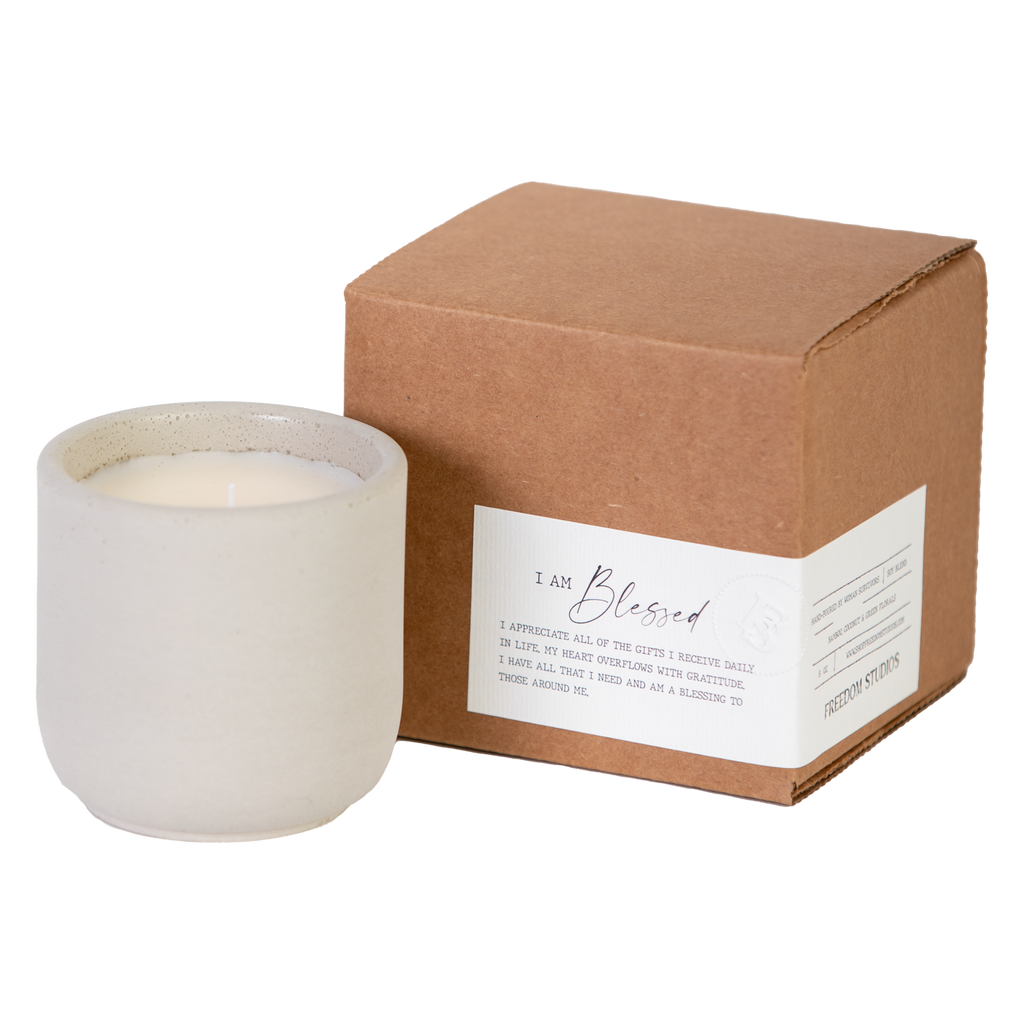 I AM Blessed 8 oz Concrete Candle