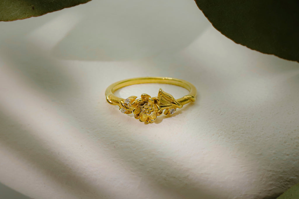 Eternal Bloom Birth Month Flower Ring with Sparkling CZ Diamond