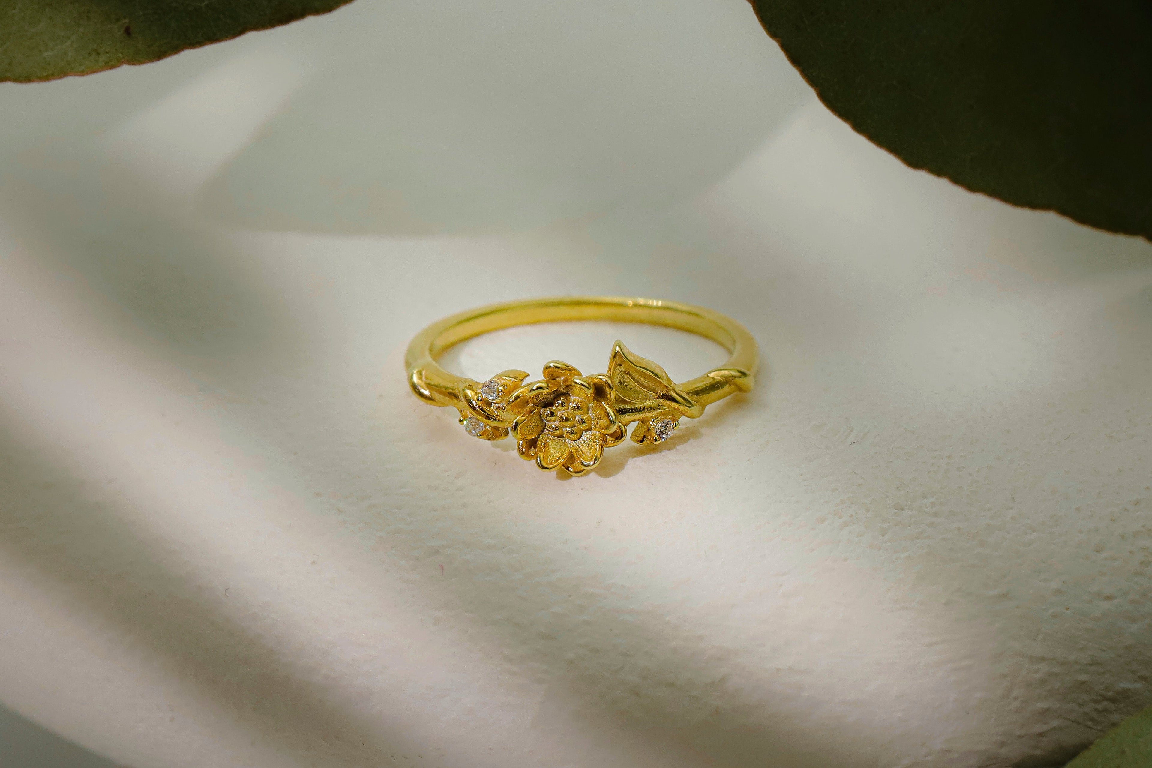 Eternal Bloom Birth Month Flower Ring with Sparkling CZ Diamond