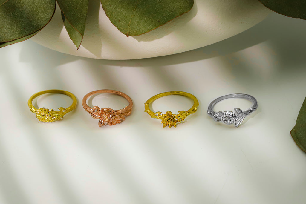 Eternal Bloom Birth Month Flower Ring with Sparkling CZ Diamond