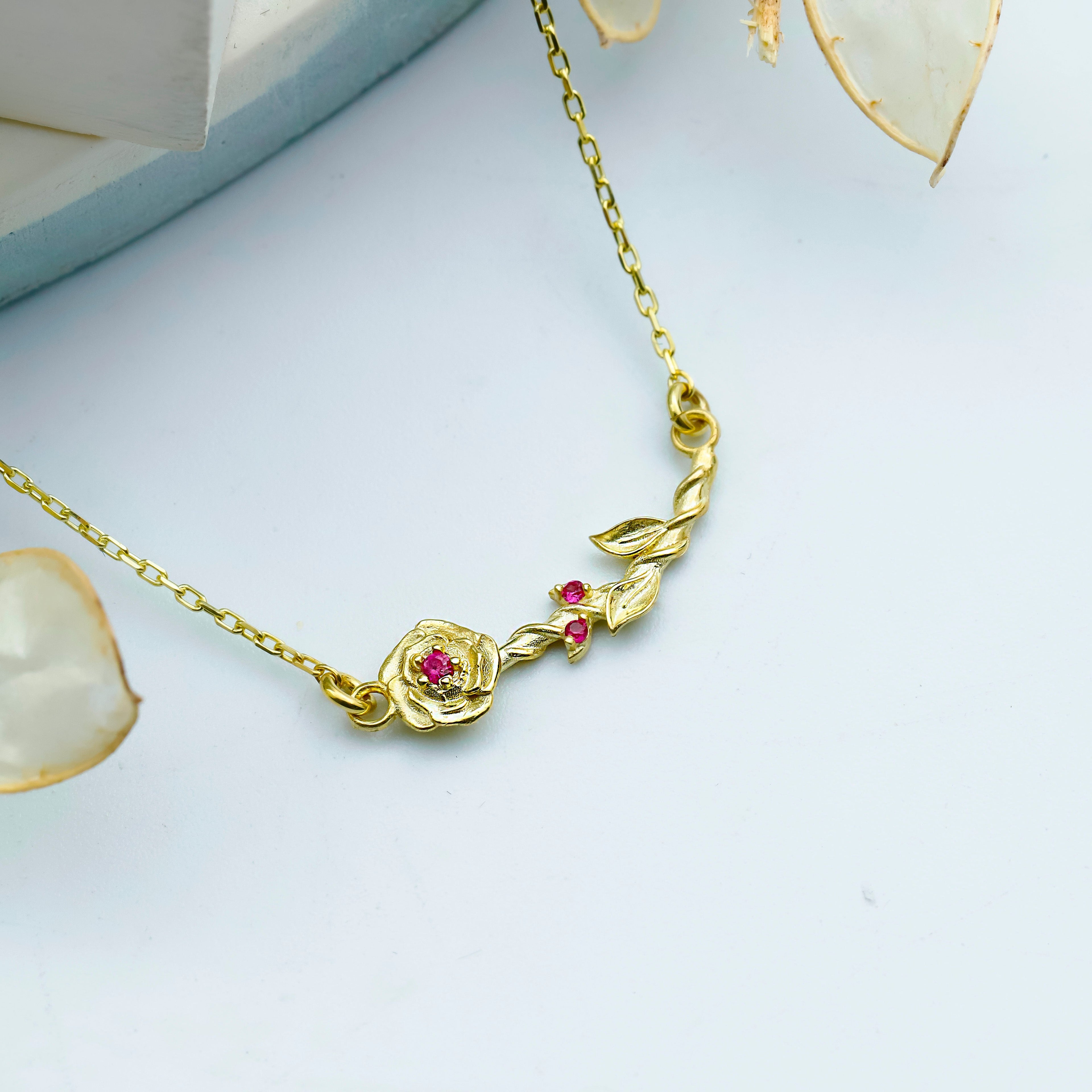 Dainty Birth Flower Necklace | Sterling Silver, Gold and Rose