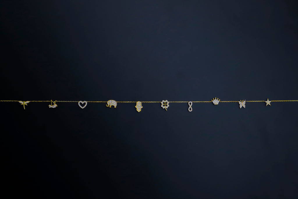 Dainty Initial Pave Necklace with Diamond Heart